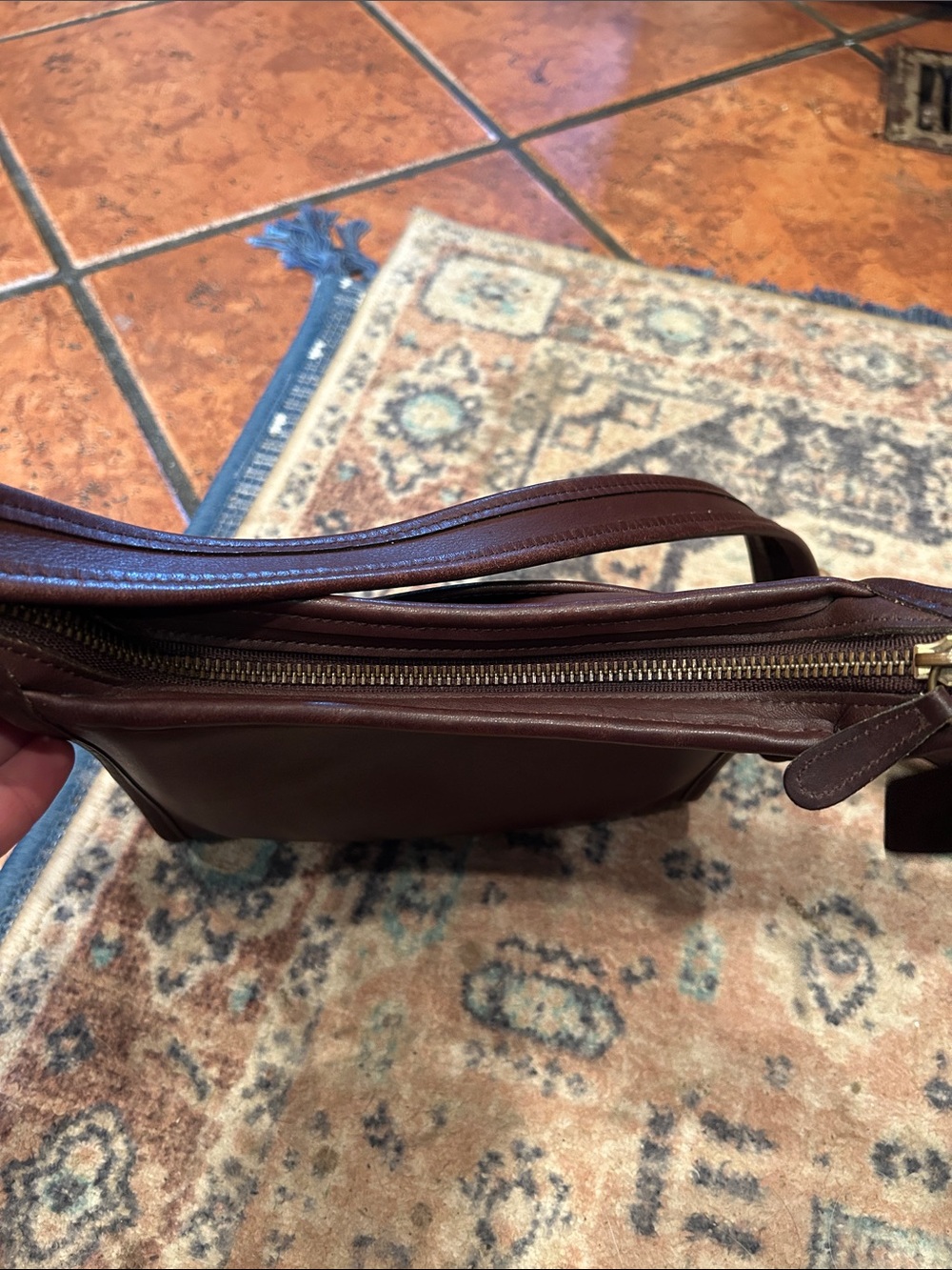 Coach Dark Brown Leather Crossbody with Brass Accents - Picture 4 of 15